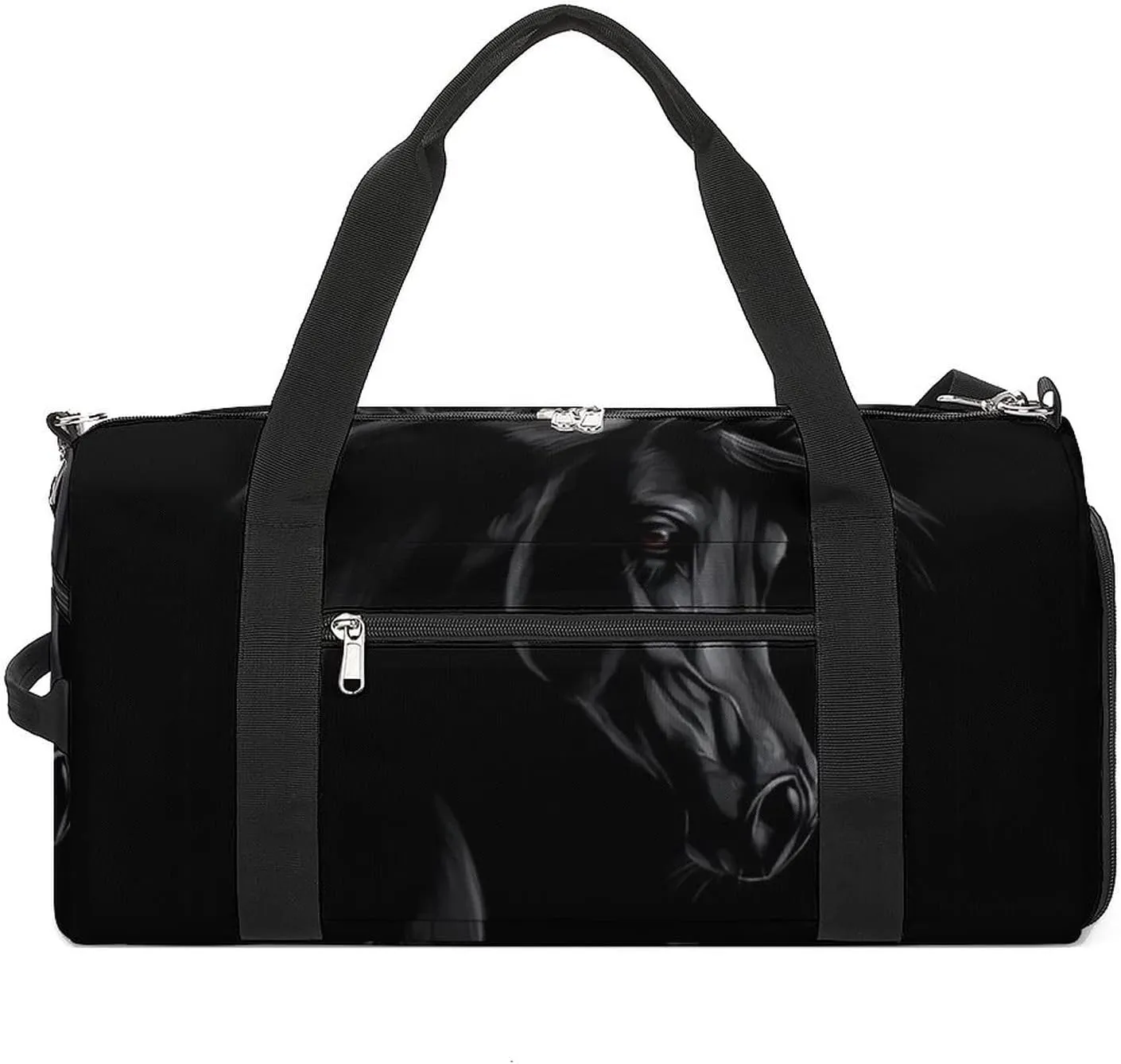 Black Arabian Horse Sports Gym Bag Lightweight Travel Duffel Bag Durable Gymbag with Shoulder Strap for Men Women