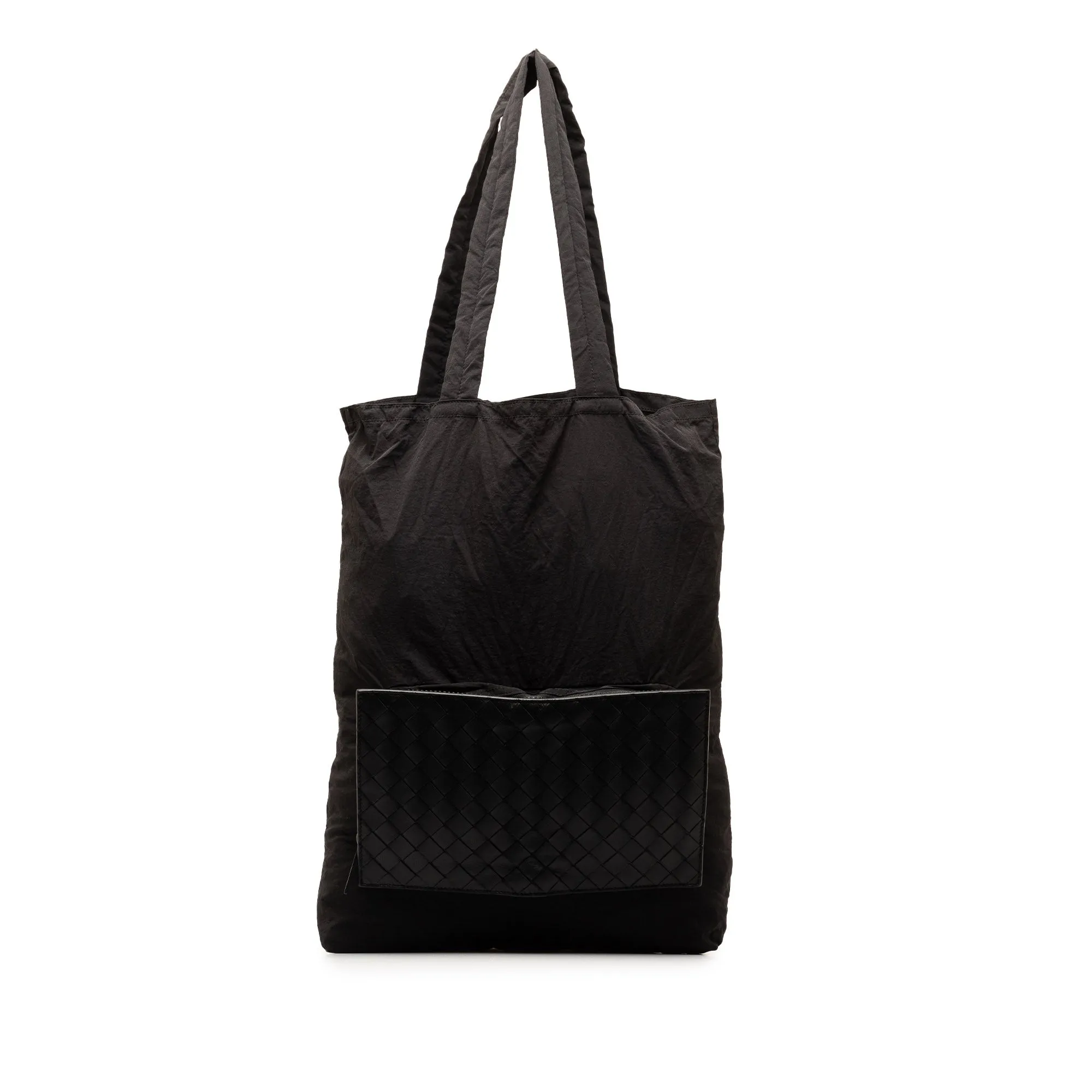 Black Bottega Veneta Intrecciato and Nylon Foldable Tote