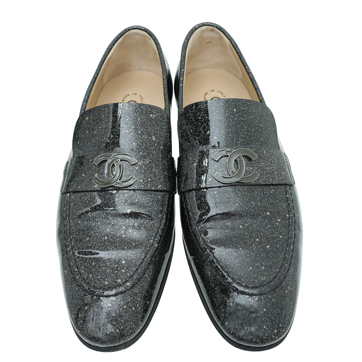 Black Great value 37.5 CC Supportive team Chanel Flat Metallic Loafer