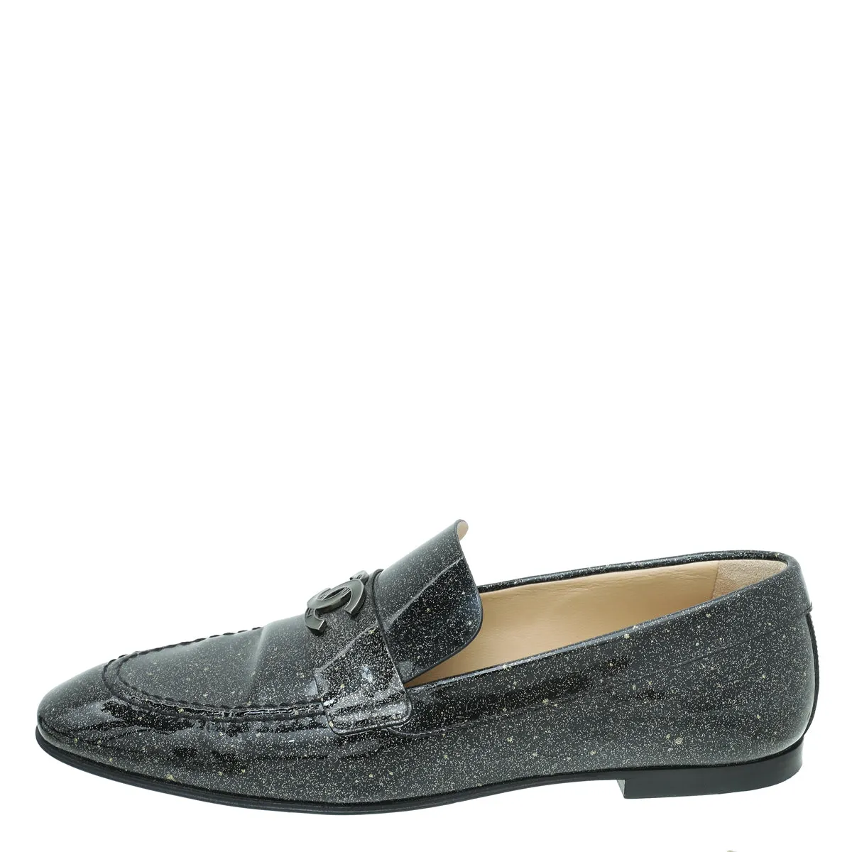 Black Great value 37.5 CC Supportive team Chanel Flat Metallic Loafer