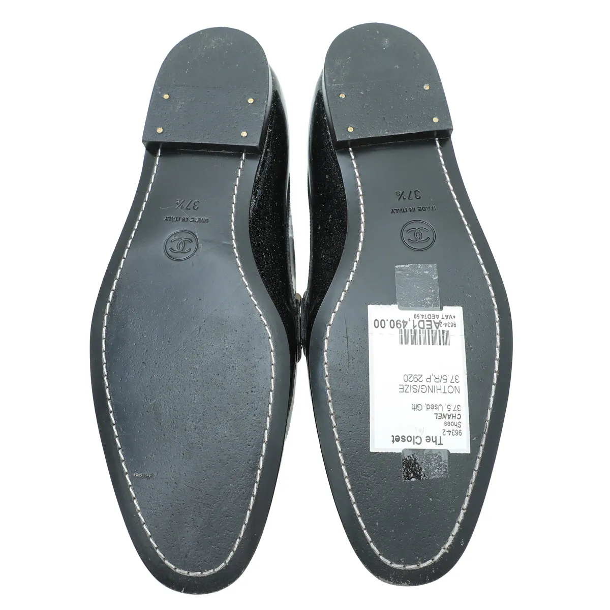 Black Great value 37.5 CC Supportive team Chanel Flat Metallic Loafer