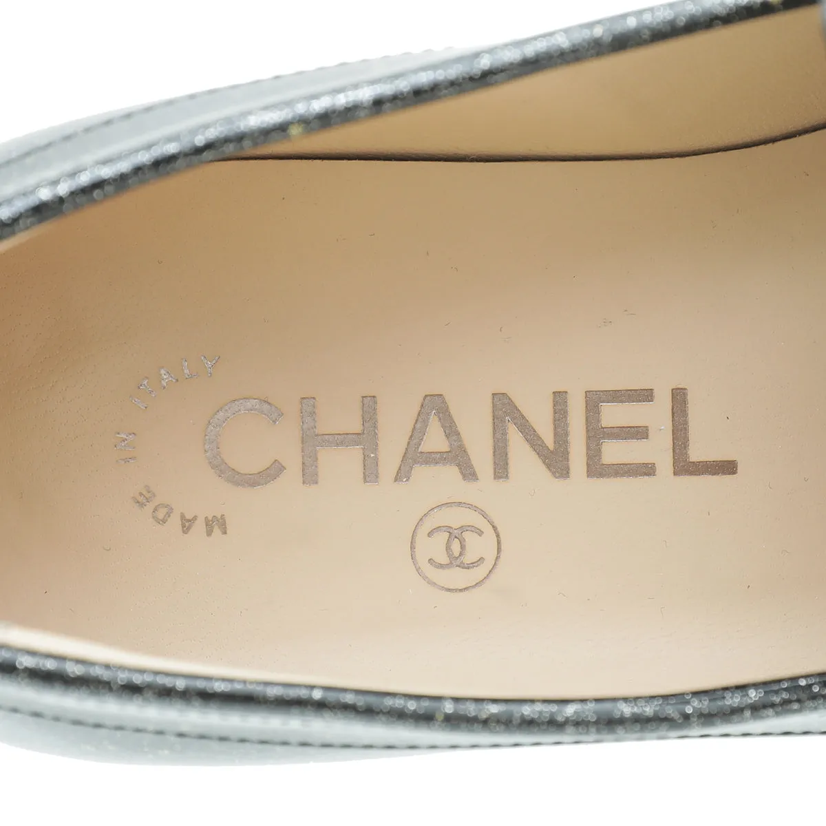 Black Great value 37.5 CC Supportive team Chanel Flat Metallic Loafer