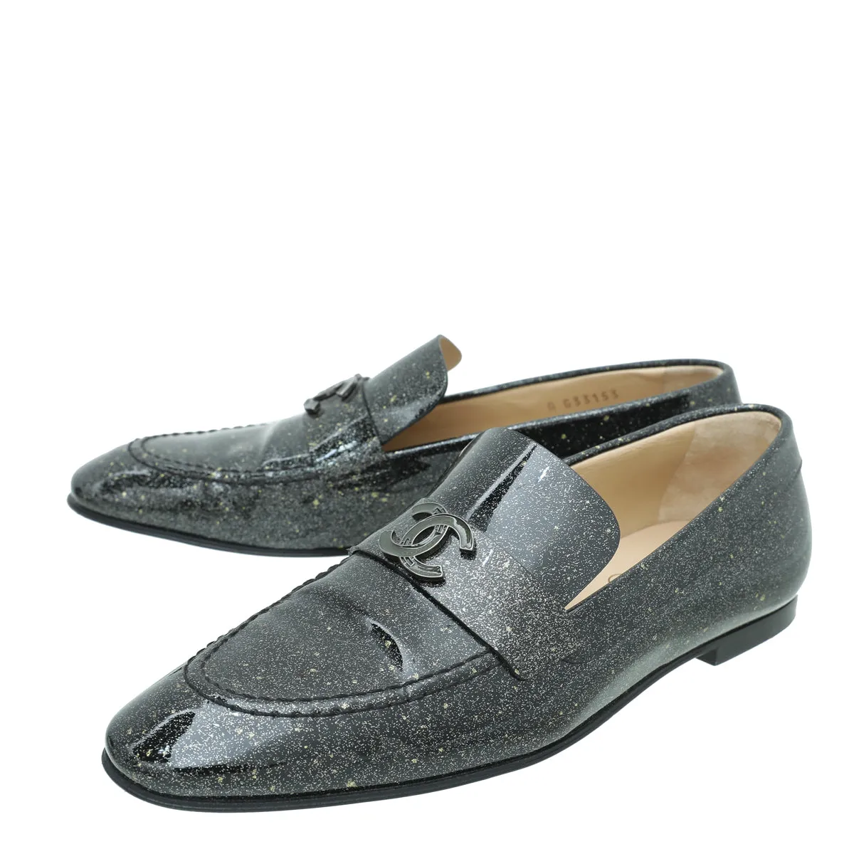 Black Great value 37.5 CC Supportive team Chanel Flat Metallic Loafer