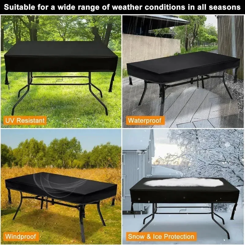 Black Outdoor Picnic Table Cover Sunblock & Dust Protection