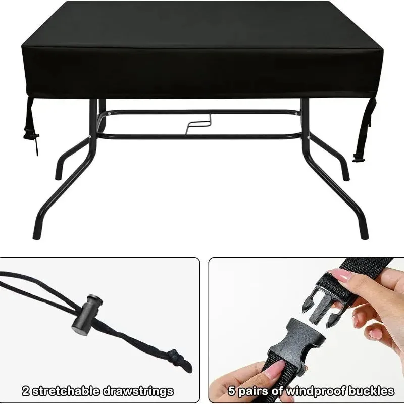 Black Outdoor Picnic Table Cover Sunblock & Dust Protection