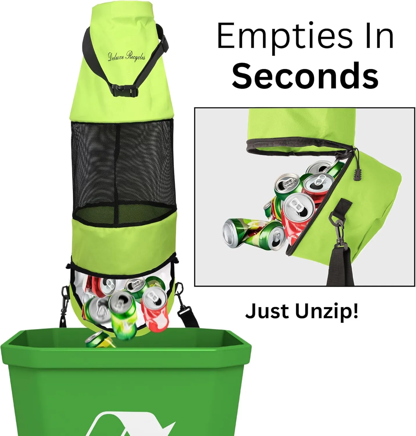 Boat Trash Can Bag - Durable 600D Mesh Oxford Fabric, Bottom Zipper, and Washable - Ideal for Boats, Kayaks, Campers, RVs, and More (Apple Green)