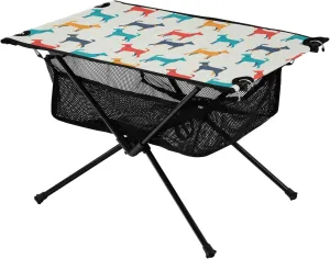 Bolaz Outdoor Folding Portable Picnic Camping Table-Colorful Cute Dachshund Dog,Storage Mesh for Camping Gear Accessories, Hiking, Mountaineering, Outdoor Travel