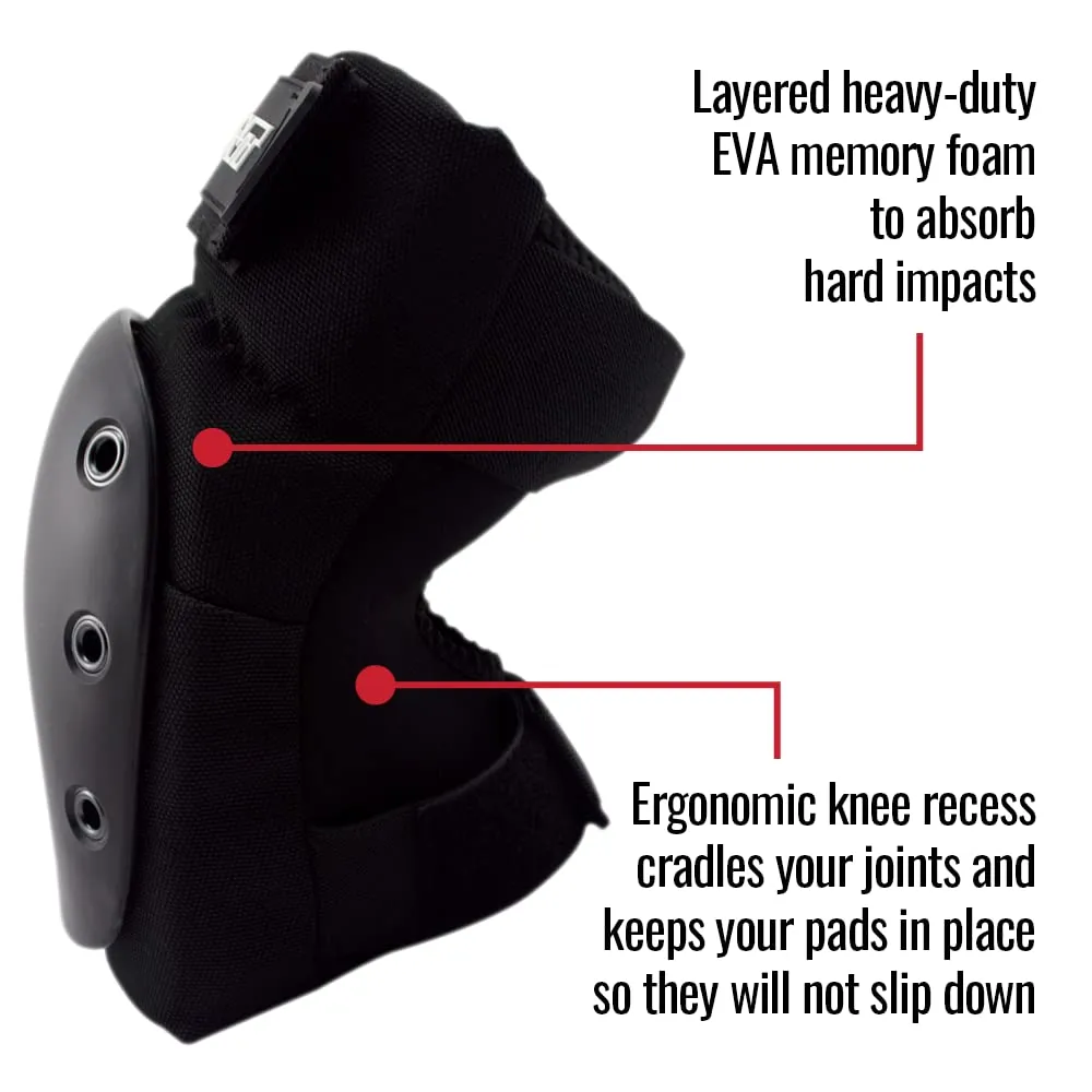 Bont Adult Knee Skate Pads Protection for Inline skate, Roller Derby, Roller Skate, Park Skate, Ice Skate, Skateboard, Scooter (Large)