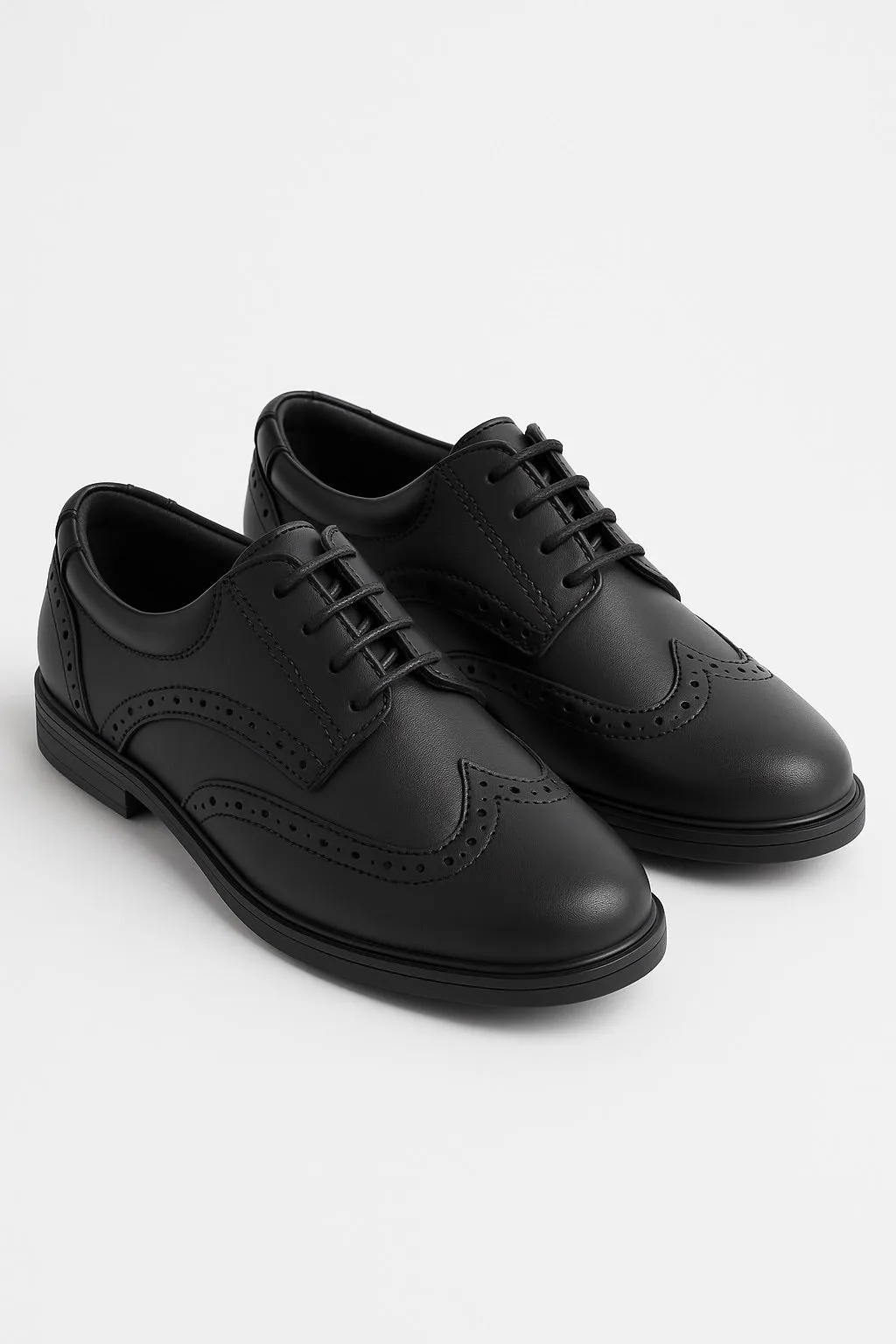 Boys’ Lace Up Brogue Derby Shoes - Dubai - Black