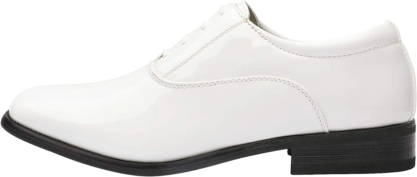 Bruno Marc Men's Faux Patent Leather Tuxedo Derby Dress Shoes Classic Lace-up Formal Oxford