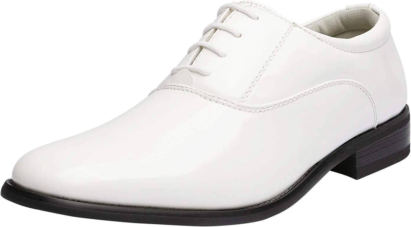 Bruno Marc Men's Faux Patent Leather Tuxedo Derby Dress Shoes Classic Lace-up Formal Oxford