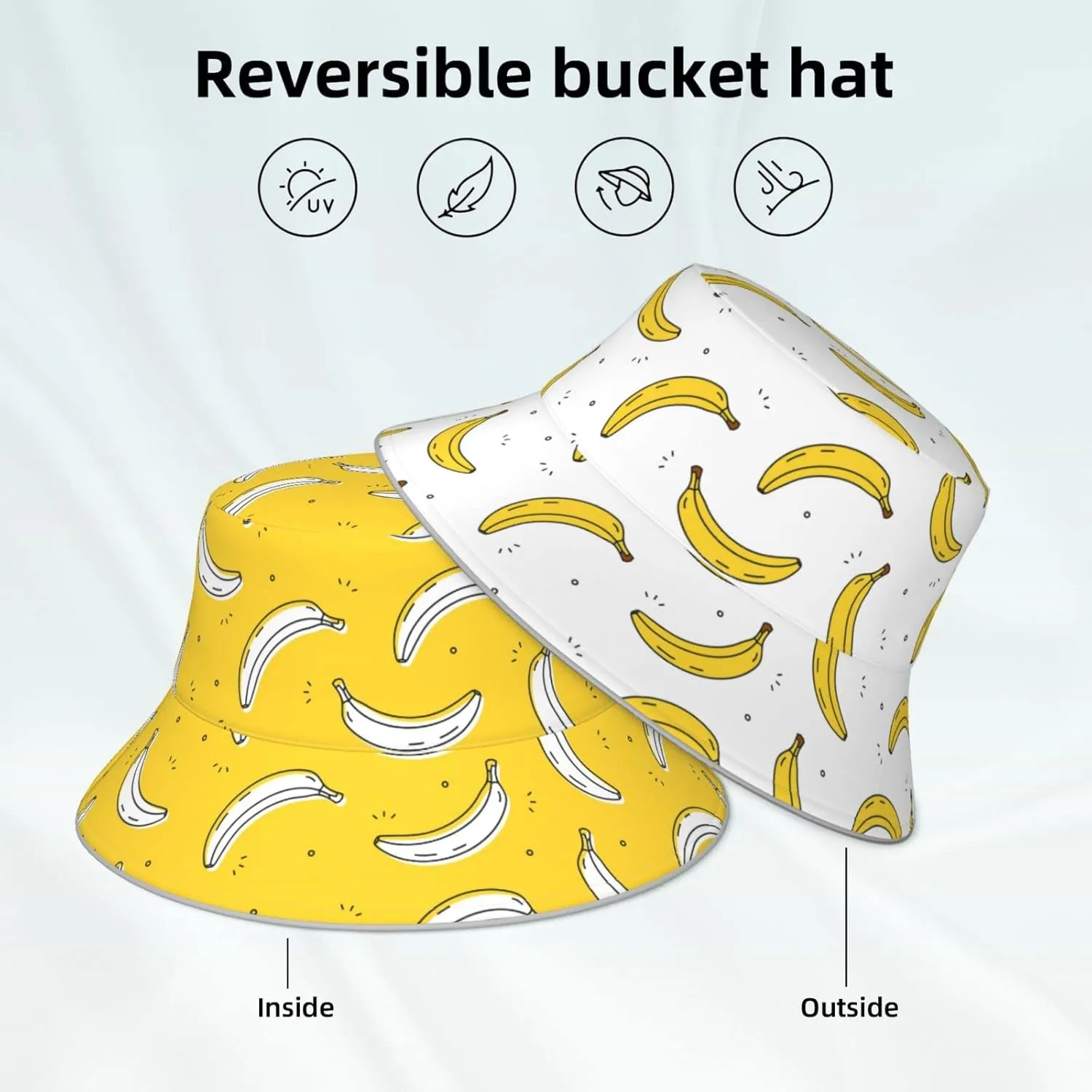 Bucket Hat Double-Side-Wear Reversible Sun Hat Beach Travel Hiking for Women Men