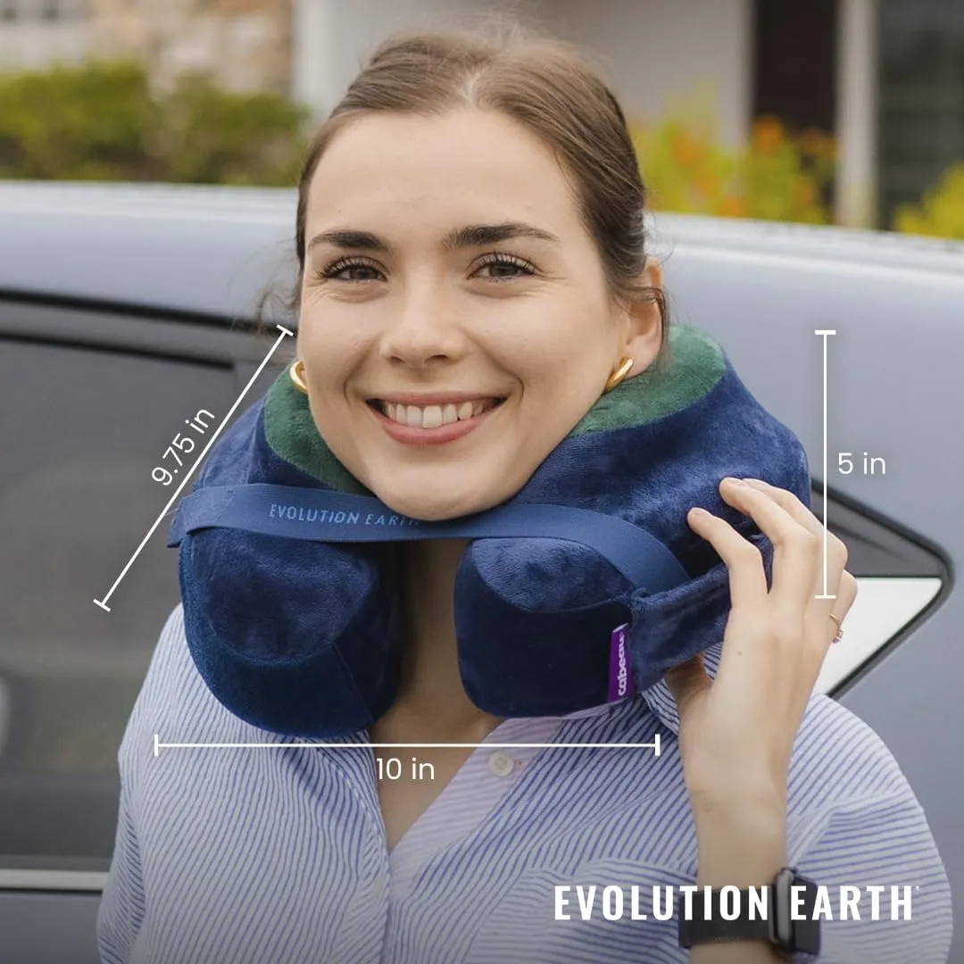 Cabeau Best Neck Pillow for Travel – Evolution Earth – 360° Head, Neck and Chin Support for Sleeping – Sustainable Memory Foam (Terra)