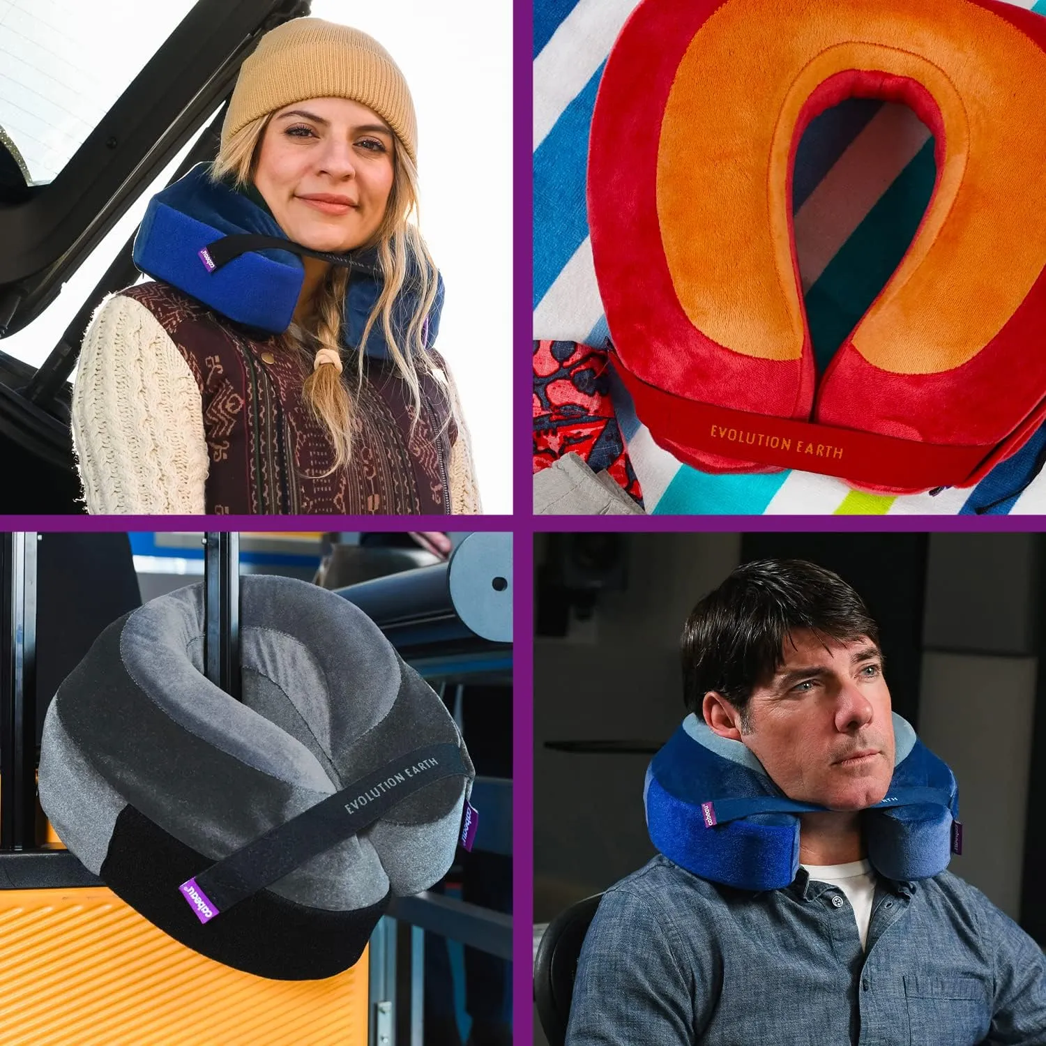 Cabeau Best Neck Pillow for Travel – Evolution Earth – 360° Head, Neck and Chin Support for Sleeping – Sustainable Memory Foam (Terra)