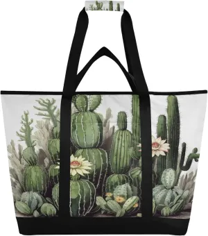 Cactus Reusable Insulated Cooler Bag with Ice Pack Compartment - Large 59L Waterproof Thermal Grocery Tote for Picnic Beach Camping Lunch Storage