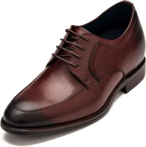 CALTO Men's Invisible Height Increasing Elevator Shoes - Rust Brown Premium Leather Lace-up Round-Toe Formal Derby Oxfords - 2.8 Inches Taller - Y7427- Size 8 D(M) US
