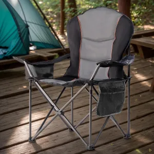 Camping Chair Oversized Folding Outdoor Camping Chair with Cooler Bag, Cup Holder & Waterproof Phone Case, Portable for Hiking/Beach,500LB (Black & Light Gray)