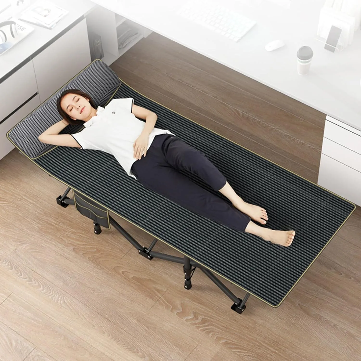 Camping Cots for Adults, Foldable Bed, Sleeping Cot Bed with Carry Bag & Headrest, Portable Travel Bed Supports 250kg/550 Lbs for Lounging Camp Tent Cot(190 * 70 * 37cm)