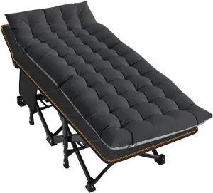 Camping cots, Oversized 32inch Width Portable Foldable Outdoor Bed for Adults Kids, Cot for Traveling Gear Supplier, Office Nap,Support 900 lbs-with Sleeping Pad Mattress