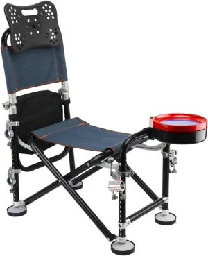 Camping Folding Chair,Adjustment Fishing Chair,Seat and Back with Side Pocket and Cup Holder,Sports Chair, Outdoor Chair & Lawn Chair, Black Fishing Deck Chair Fisherman Gift Black