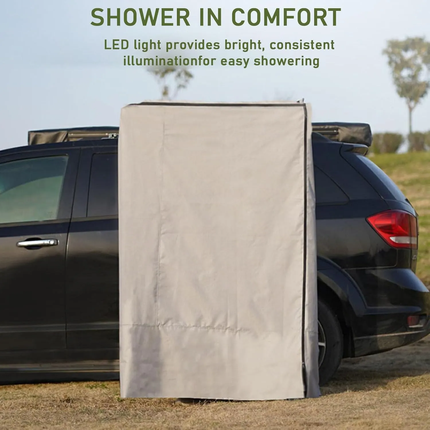 Car Side Shower Tent Shower Awning with Roof, SUV Truck Tent for Camping Privacy Shelters, Portable Shower Tent for Camping (120x120x200cm)