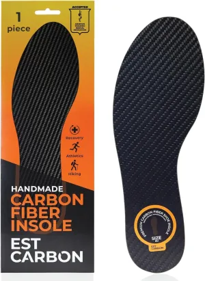 Carbon Fiber Insole - 1 pc, Men 9.5, Women 10-10.5 - Unisex Shoe Insert - Stiff Foot Plate - Orthotic Insole - Turf Toe, Hallux Rigidus, Flat Feet, Plantar Fasciitis, Mortons Extension