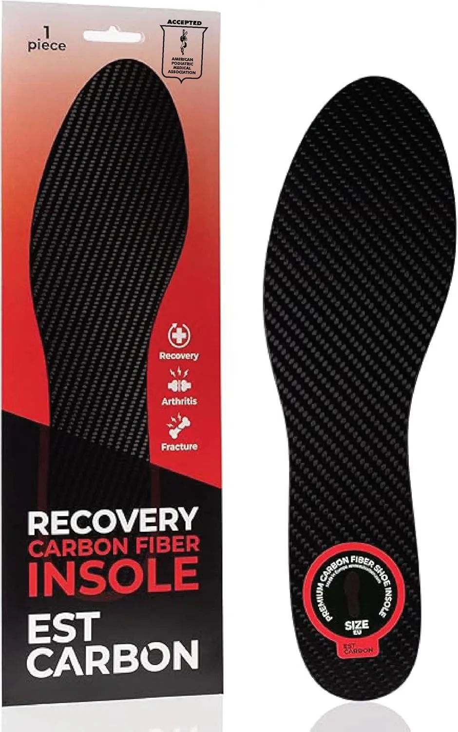 Carbon Fiber Insole - 1 pc - Rigid Orthotic Insole Shoe Insert - FSA/HSA Eligible - Stiff Foot Plate - Support for Turf Toe, Flat Feet, Achilles Tendonitis, Sesamoiditis