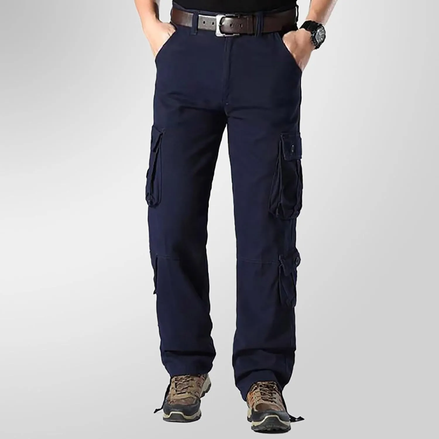 Cargo Pants for Men Outdoor Hiking Pants Plus Size Loose Fit Cargo Work Pants Tactical Workout Pants with 8 Pockets