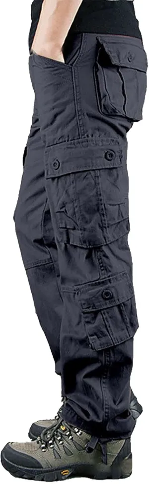 Cargo Pants for Men Outdoor Hiking Pants Plus Size Loose Fit Cargo Work Pants Tactical Workout Pants with 8 Pockets