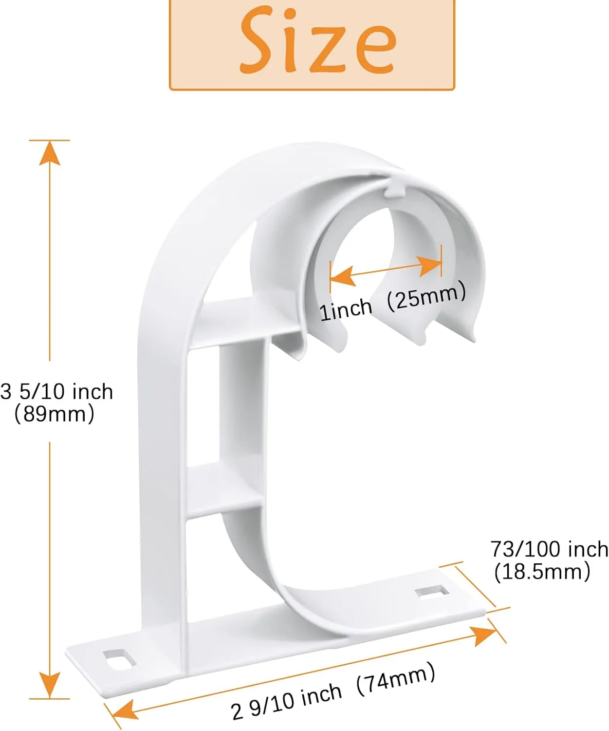 Ceiling Curtain Rod Brackets, Heavy Duty Curtain Rod Hooks, Alluminum Alloy, White 10 Pack Ceiling Curtain Holders Hangers for 1" Drape Poles