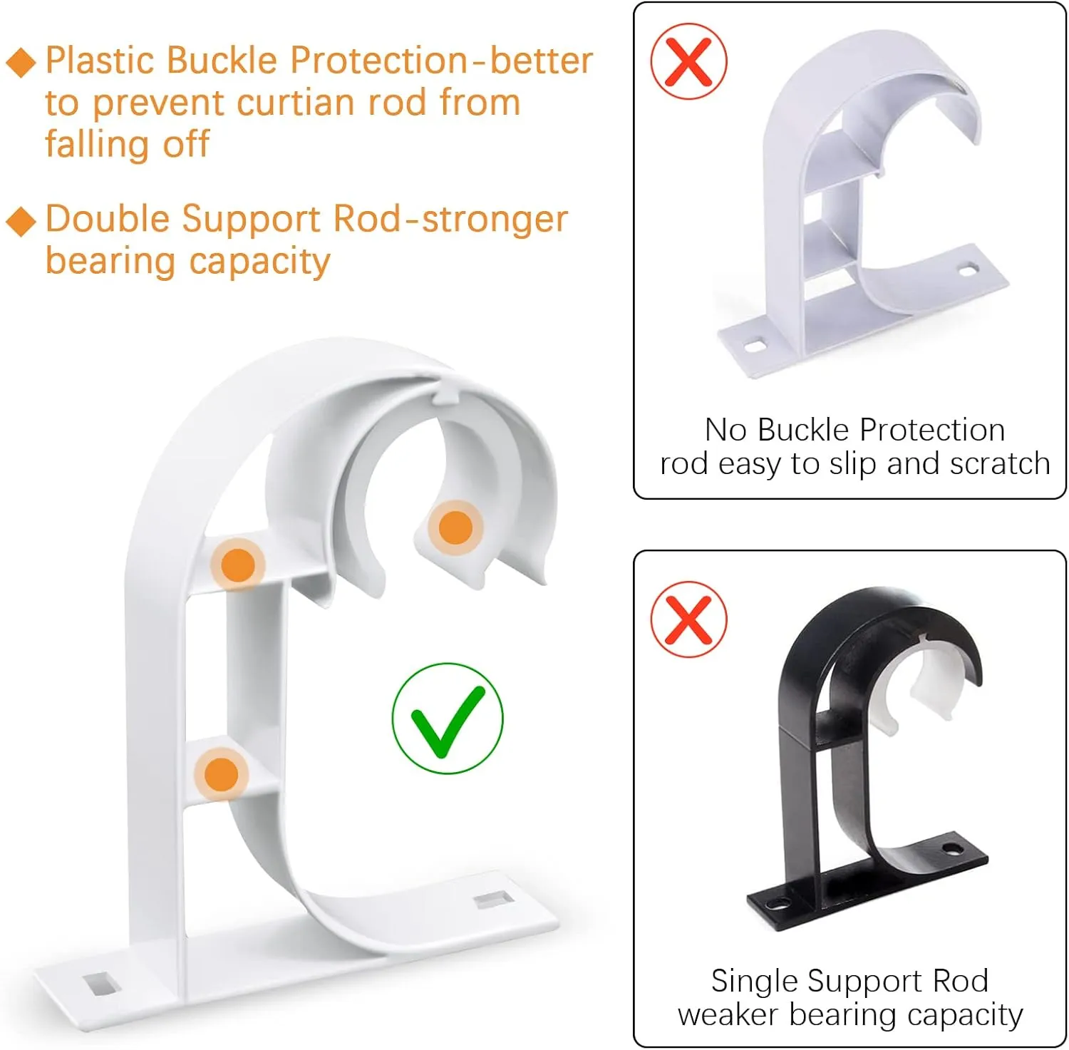 Ceiling Curtain Rod Brackets, Heavy Duty Curtain Rod Hooks, Alluminum Alloy, White 10 Pack Ceiling Curtain Holders Hangers for 1" Drape Poles