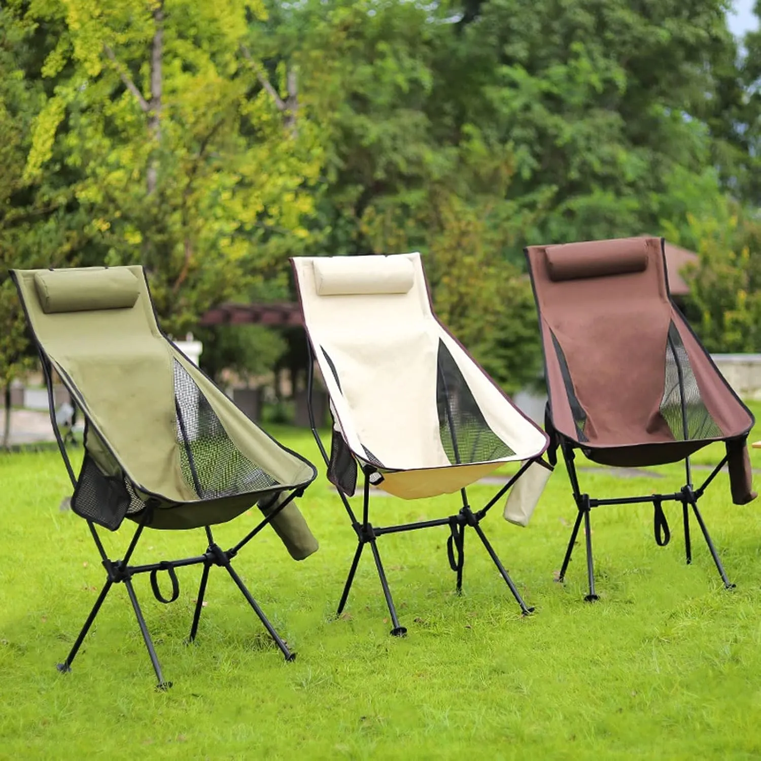 Chairs Ultralight Folding Moon Chairs Outdoor Camping Chair Removable Washable Fishing Picnic BBQ Chairs with Carry Bag Outdoor Stool