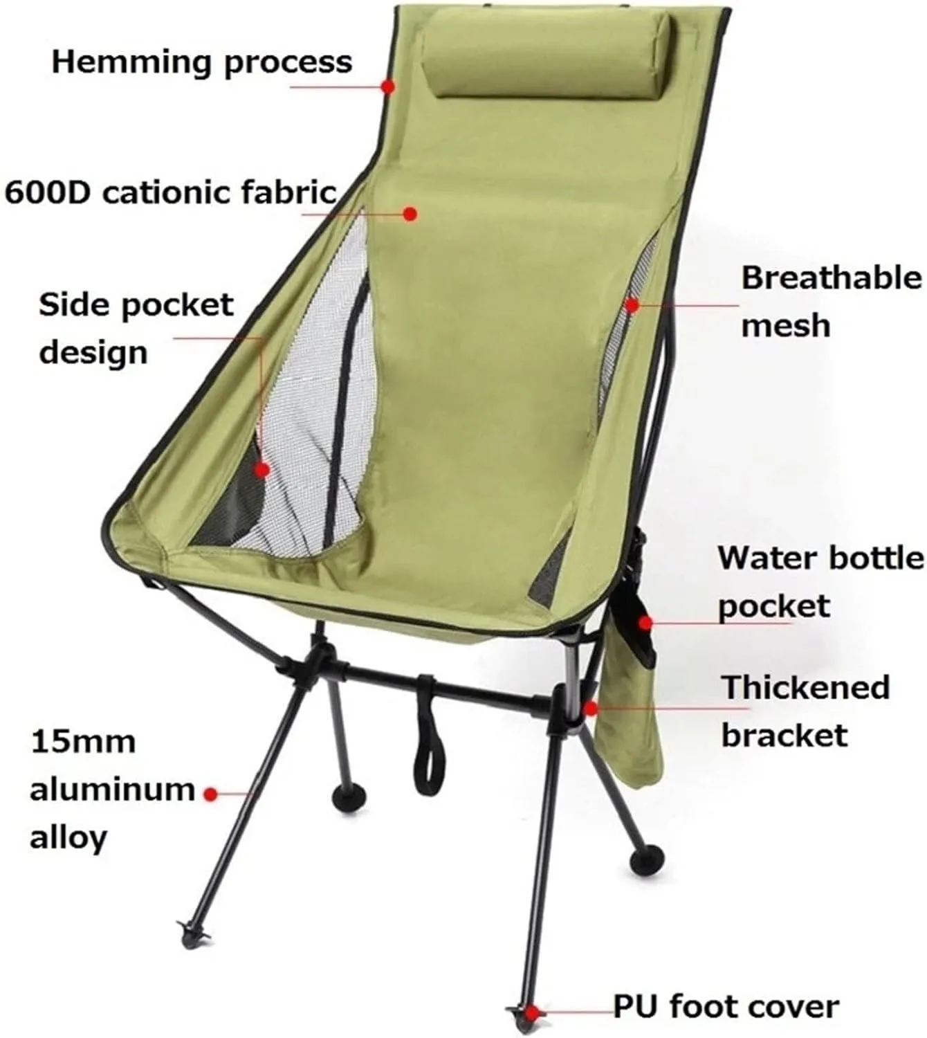 Chairs Ultralight Folding Moon Chairs Outdoor Camping Chair Removable Washable Fishing Picnic BBQ Chairs with Carry Bag Outdoor Stool