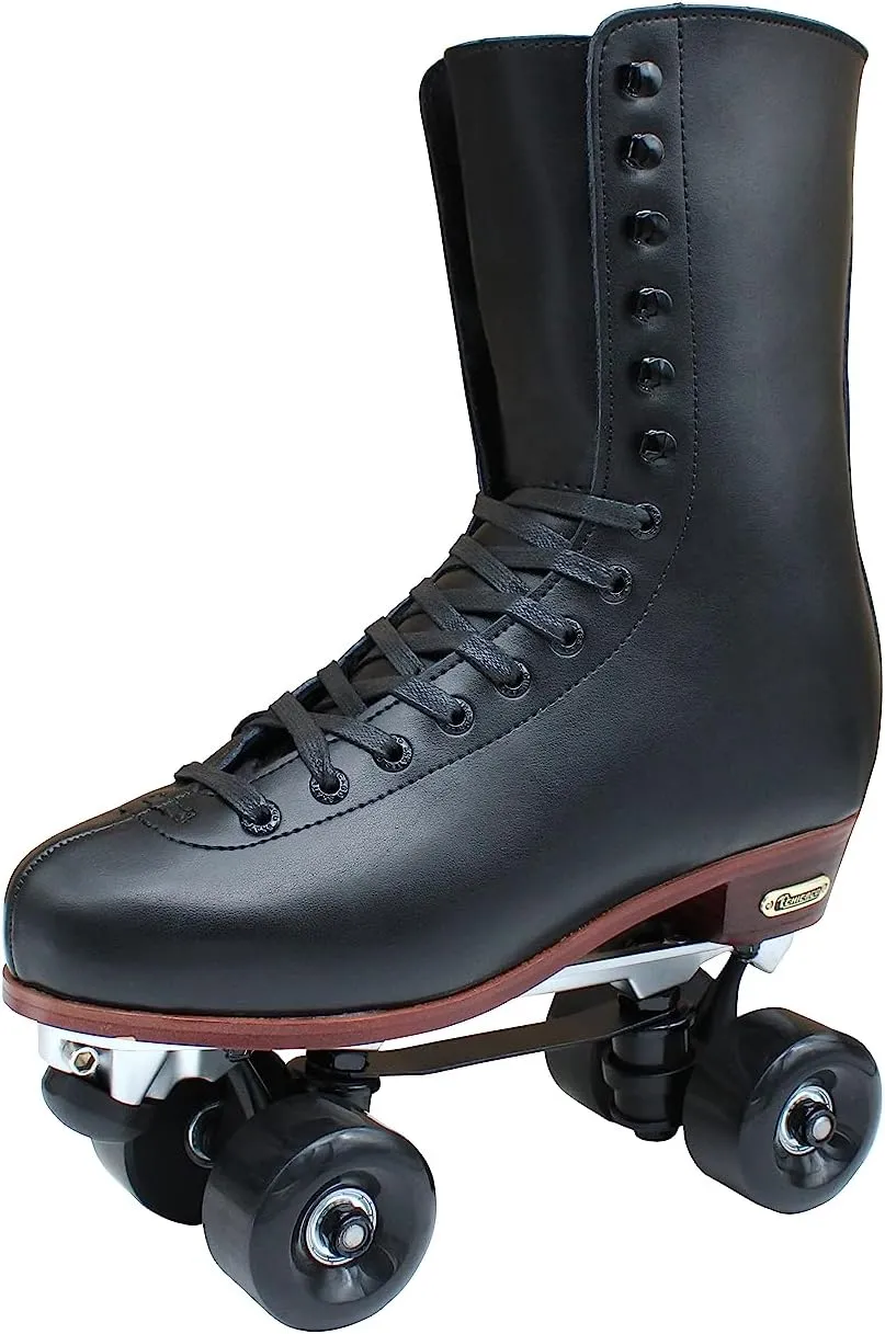 Chicago Skates Men's Premium Lifestyle Leather and Suede Lined Quad Rink Roller Derby Skate - Black