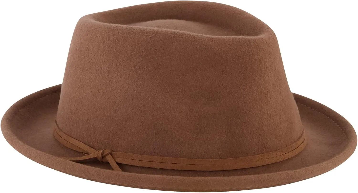Christian Siriano New York Fedora Hat, Wool Felt Pork Pie Wide Brim Fashion Hat for Men and Women, One Size