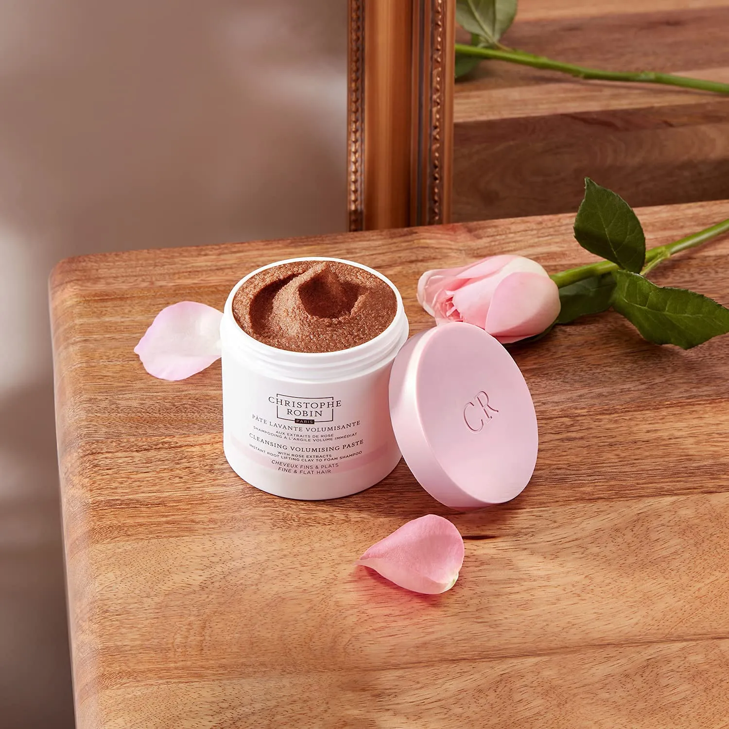 Christophe Robin Cleansing Volumizing Paste Shampoo with Rassoul Clay Rose Extracts Unisex Paste for Fine, Thin, and Flat Hair Color Safe - Travel Size 2.5 fl. oz