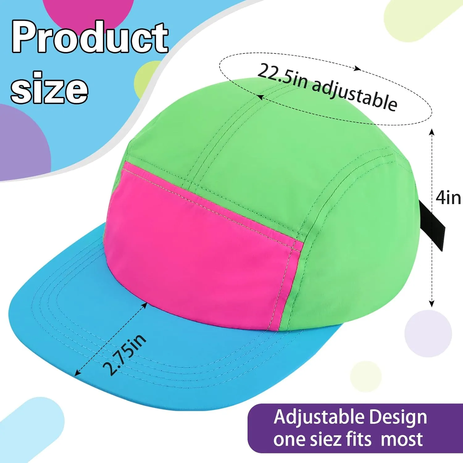 Cindeer 2 Pcs 80s 90s Neon Fanny Pack Hat for Women Neon Hat Retro Fanny Pack for 80s 90s Party Outfit Holiday Festival