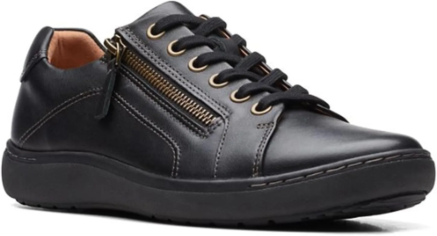 Clarks Women's Nalle Lace Sneaker, Black/Black, Size 6.5