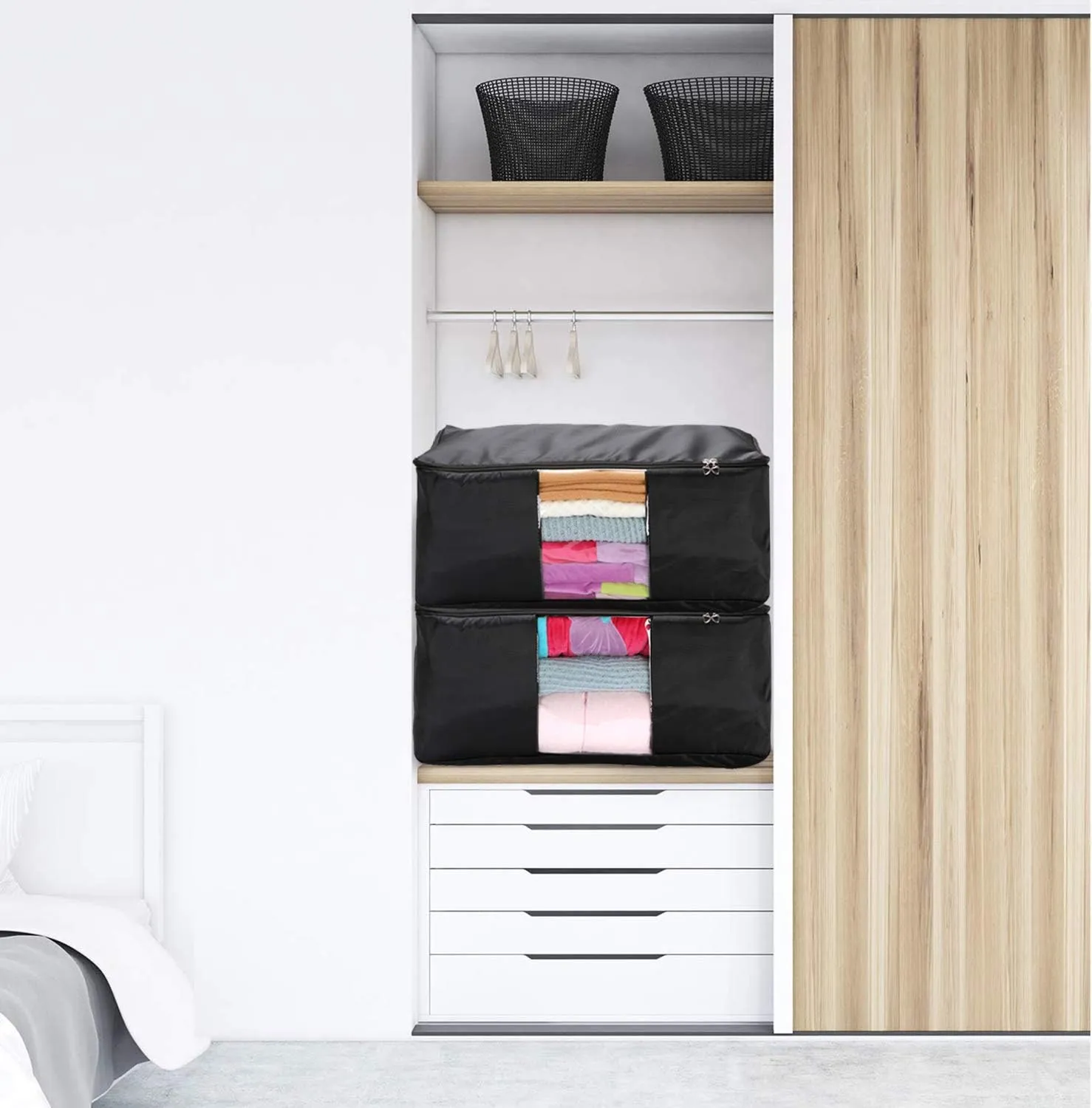 Clothing Pillow Beddings Blankets Organizer Storage Containers With Zippers,Breathable and Moistureproof.