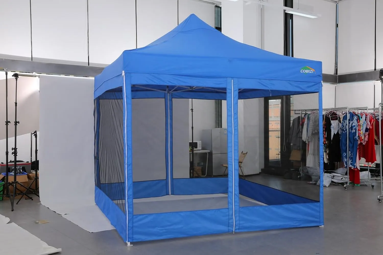 COBIZI 10x10 Canopy Tent, Heavy Duty Pop up Canopy with Sidewalls, Waterproof Easy Setup Canopy with Mosquito Netting, Outdoor Instant Screen Tents for Parties, Wedding with Carry Bag, Dark Blue