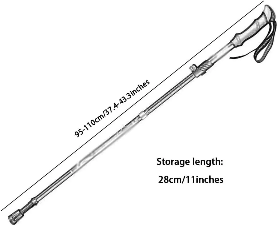 Collapsible 5-Section Walking Stick, Lightweight Compact Trekking Poles, Anti-Shock Aluminum Alloy, for Travel