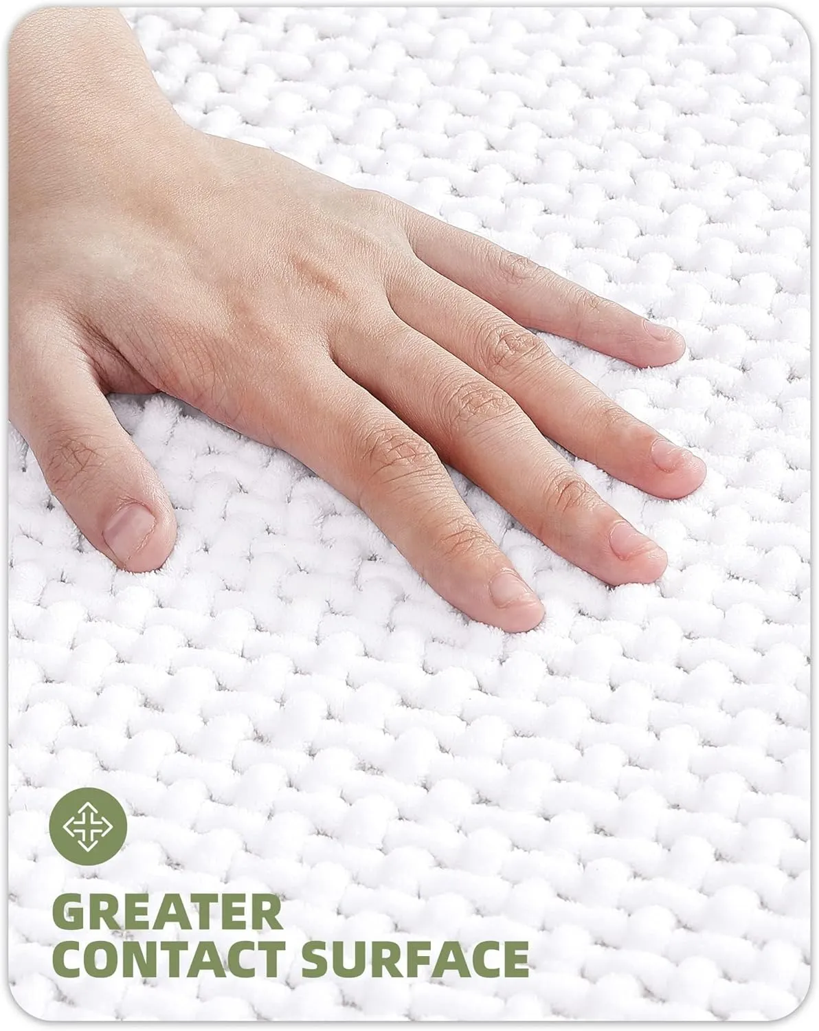 Color&Geometry White Chenille Bathroom Rugs- Non Slip, Absorbent, Quick Dry, Thin, Washable- 16"x24" Small Bath Mat Carpet Bath Rugs for Bathroom Floor, Shower, Sink, Vanity