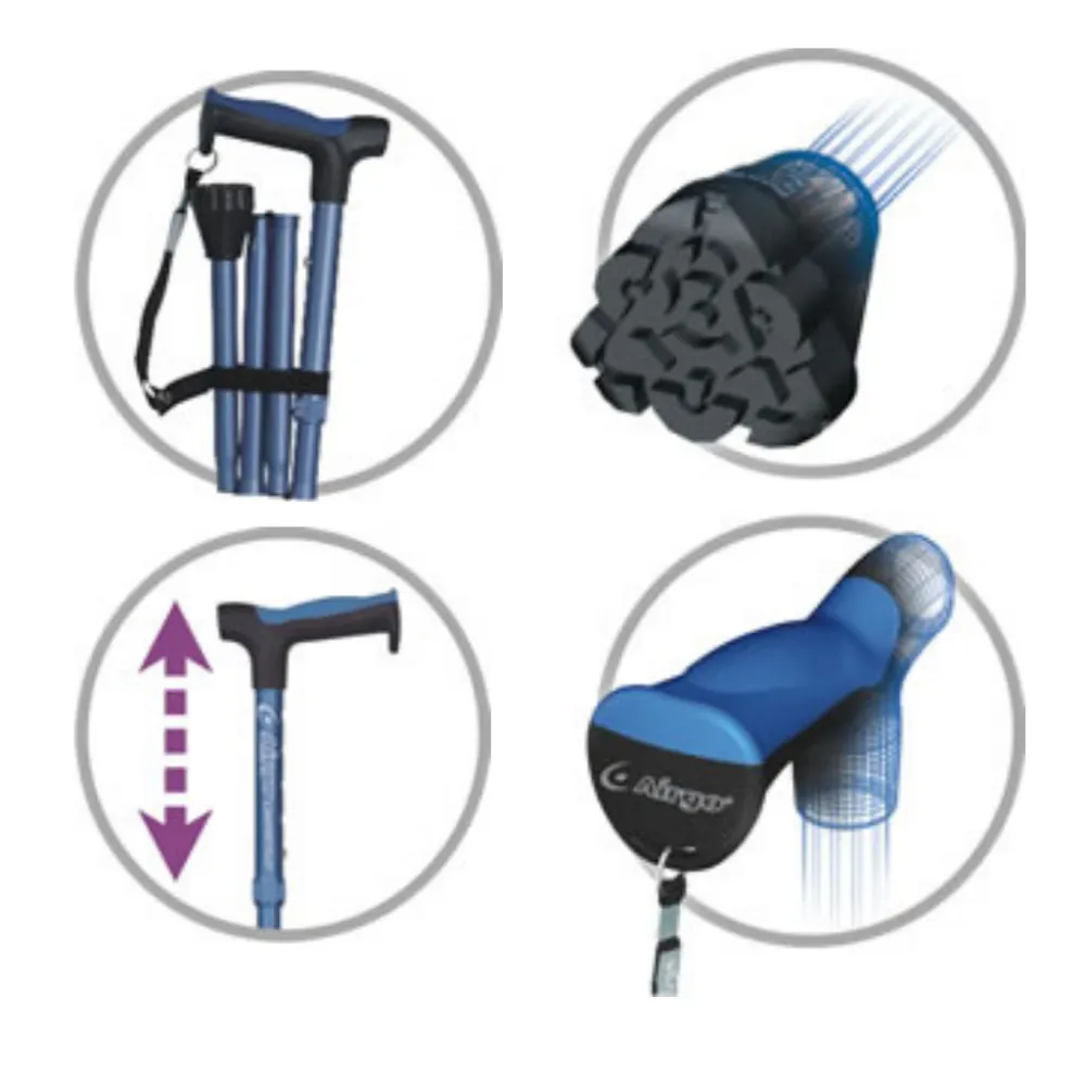 Comfort-Plus™ Limited access Cane Exceptional value Folding Airgo® Aluminium