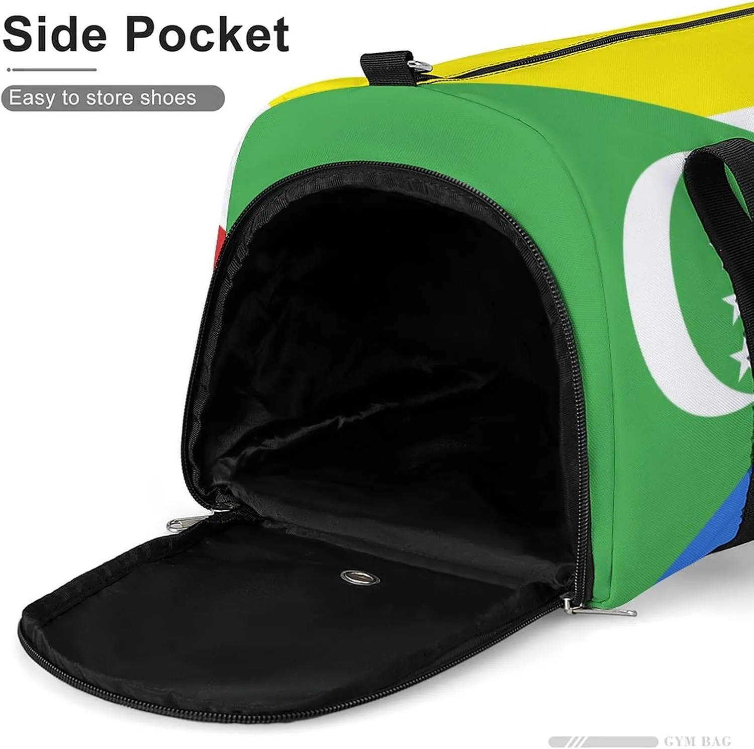 Comoros Flag Gym Duffel for Boys Girls with Shoe Compartment and Wet Pocket