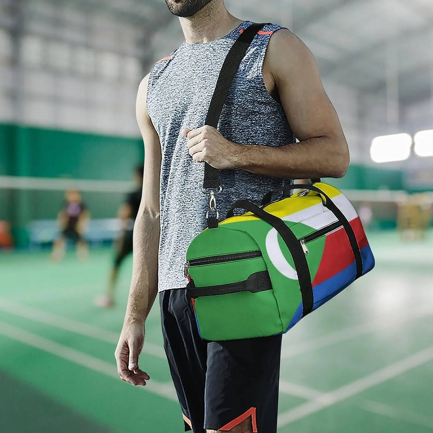 Comoros Flag Gym Duffel for Boys Girls with Shoe Compartment and Wet Pocket