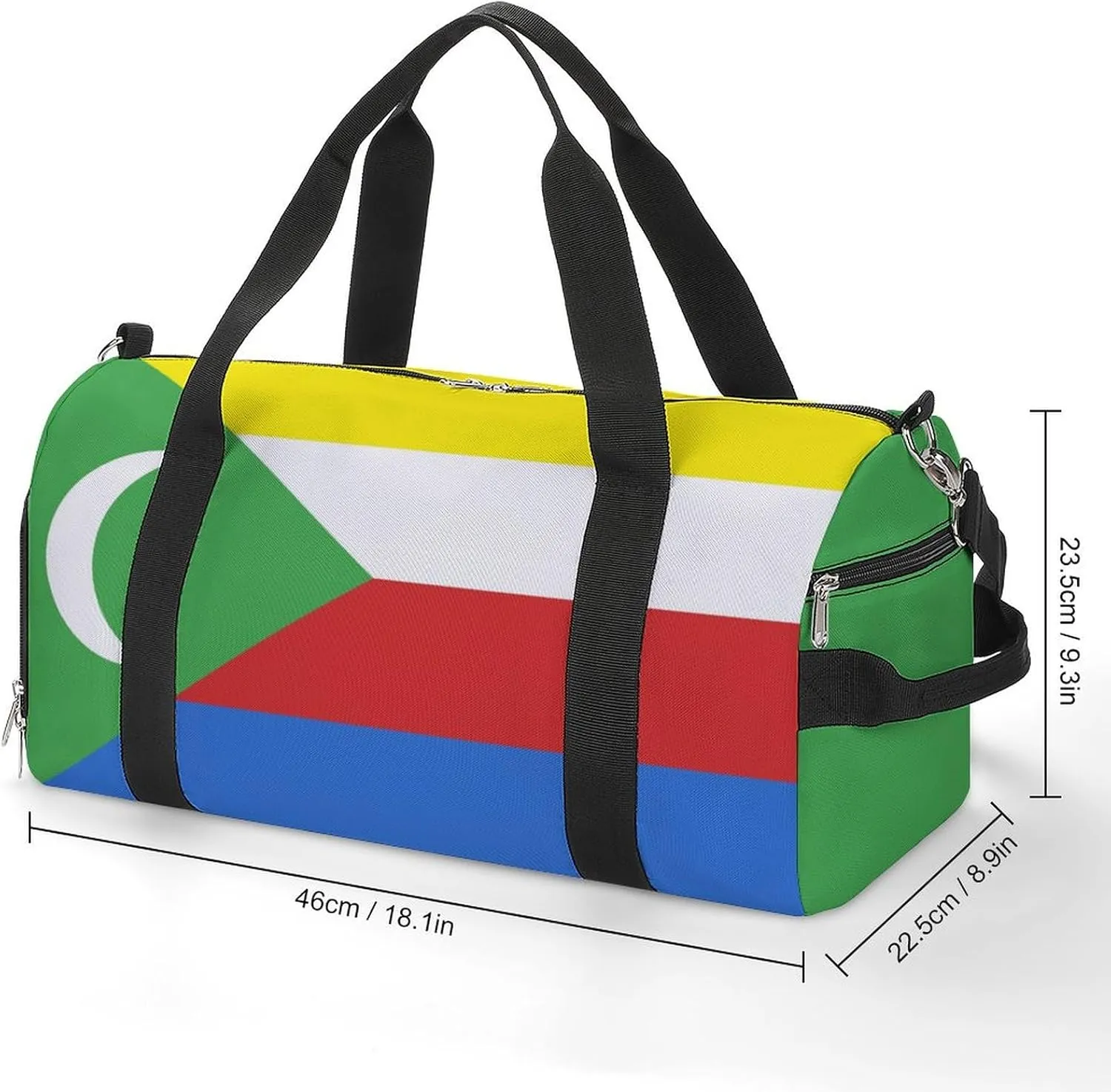 Comoros Flag Gym Duffel for Boys Girls with Shoe Compartment and Wet Pocket