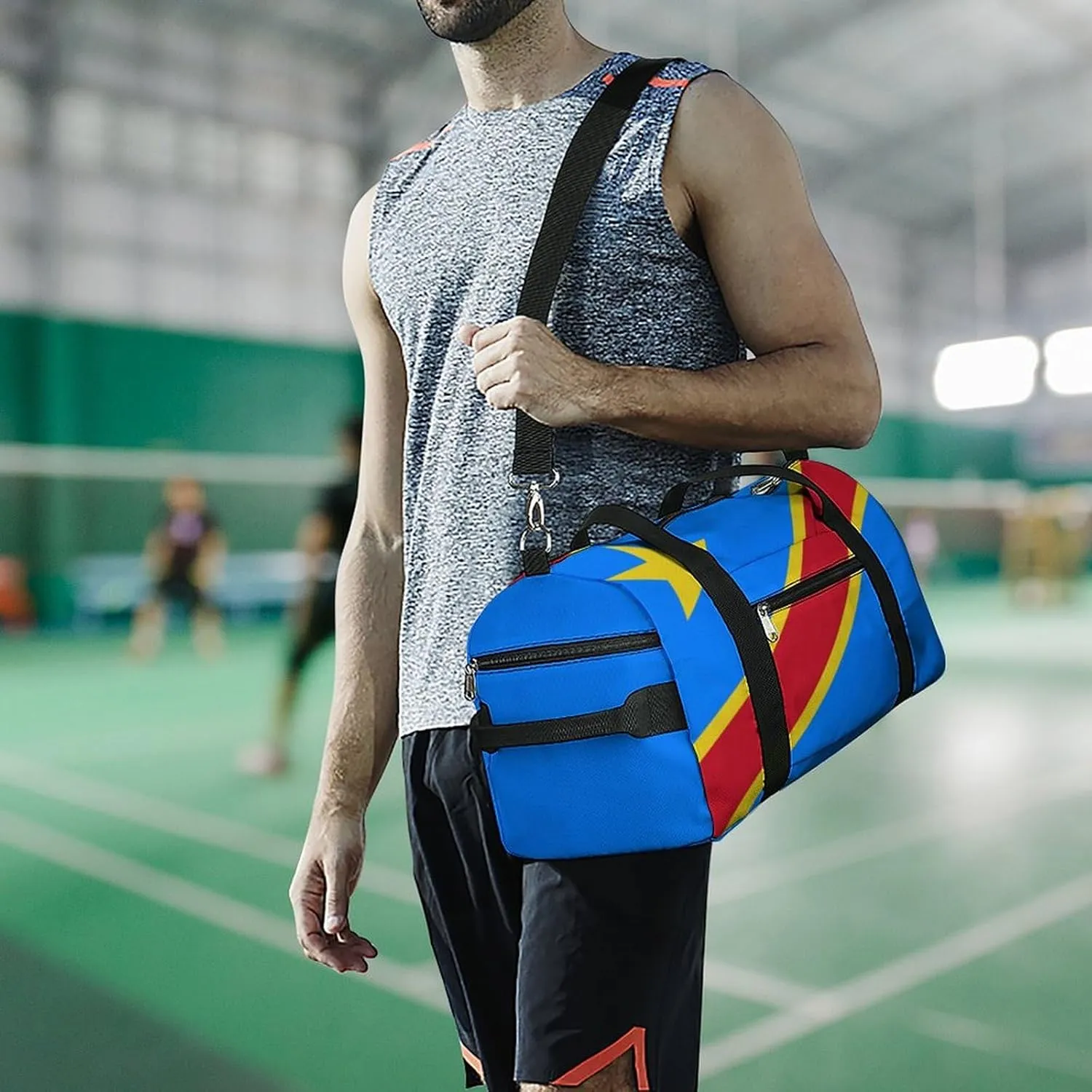 Congo Flag Gym Bag for Men Women with Shoe Compartment Waterproof Sports Travel