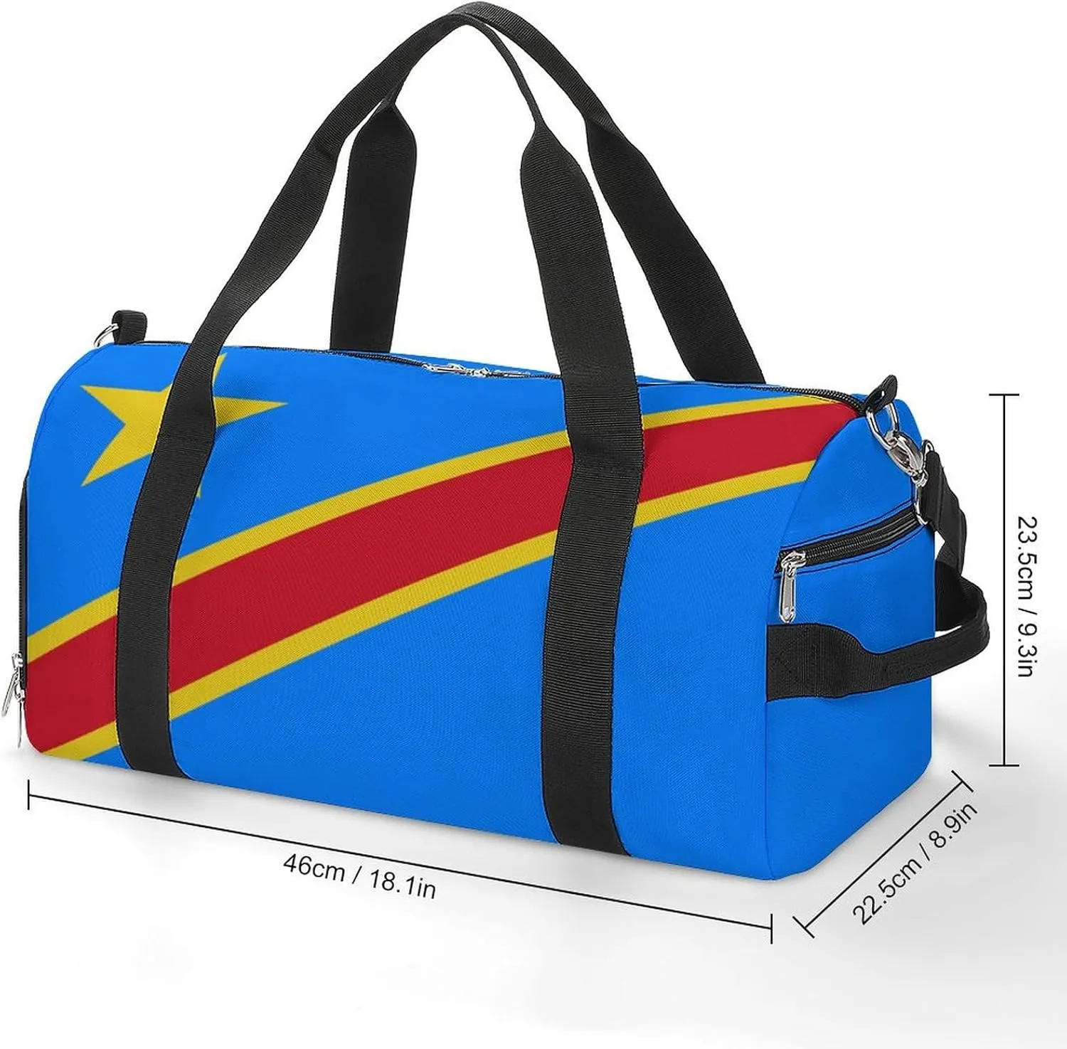 Congo Flag Gym Bag for Men Women with Shoe Compartment Waterproof Sports Travel