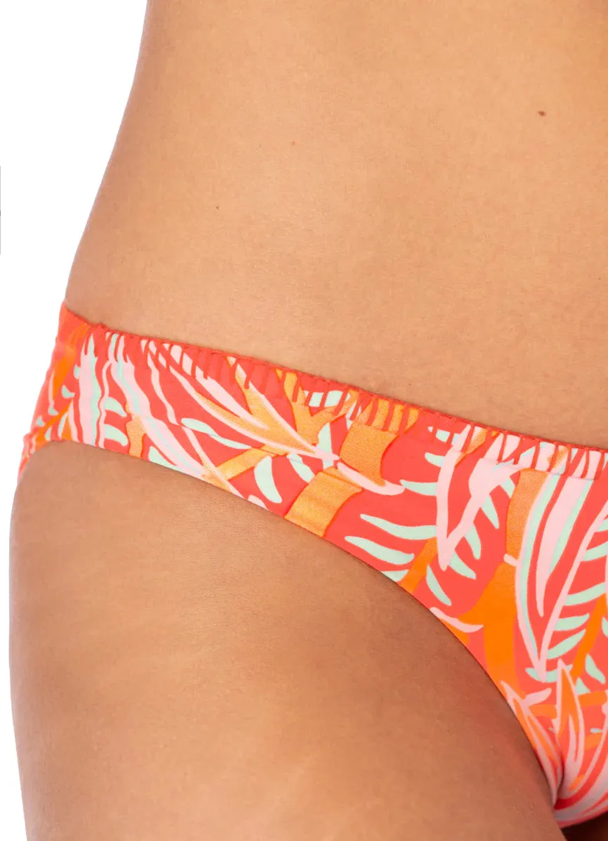 Coral Foliage Flirt Low Rise Thin Side Bikini Bottom