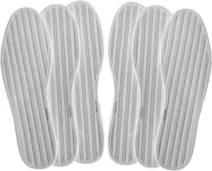 Cotton Linen Shoe Insoles for Men Thin Flat Shoe Inserts for Men Boot White Cloth Fabric Shoe Liner for Sweat Absorbing Comfortable Cotton Soles, 3 Pairs/Women 8.5/Men 6.5 M US